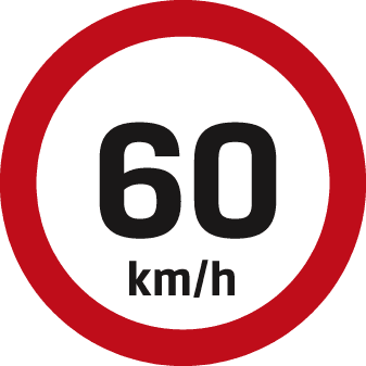 Road sign: Maximum speed is 60 km/h
