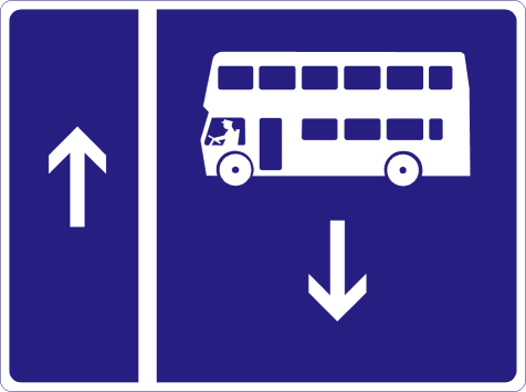 Road sign: Contra-flow bus lane