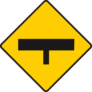 T-junction ahead with a road of major importance