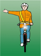 The cyclist intends to turn right