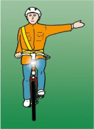 The cyclist intends to turn left