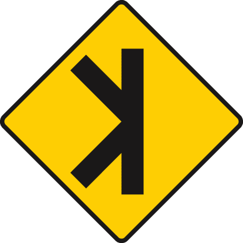 Traffic merging/diverging ahead
