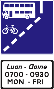 Only buses; cyclists and taxis are allowed to use the lane ahead during the hours indicated