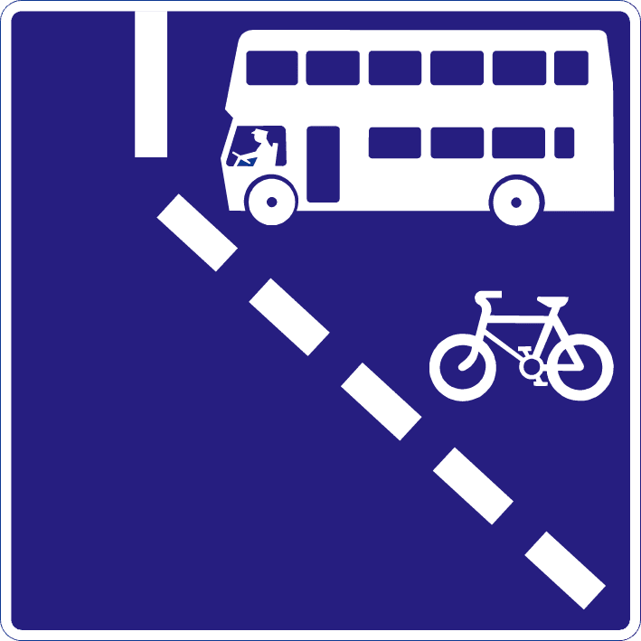Bus and cycle lane ahead on right