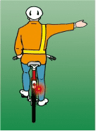 The cyclist intends to move out or turn right