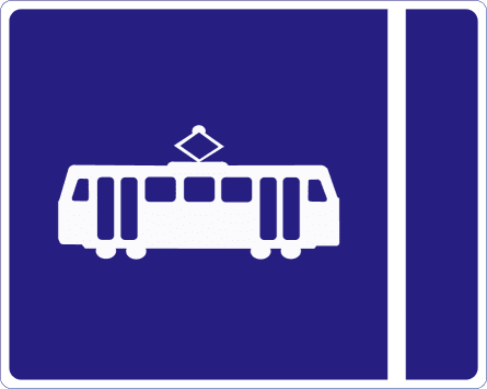 Tram lane on left
