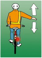 The cyclist intends to slow down or stop