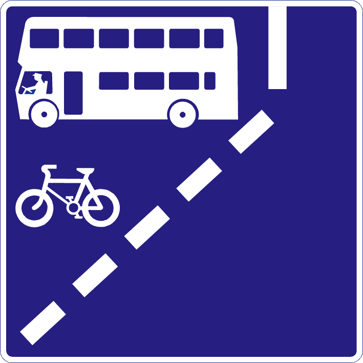 With-flow bus and cycle lane ahead on left