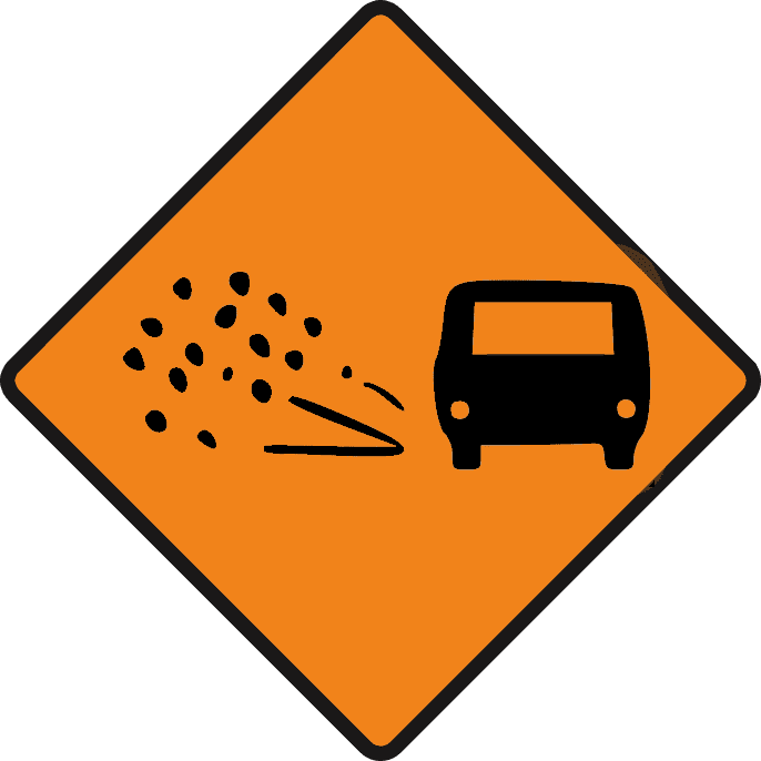 Loose chippings on road