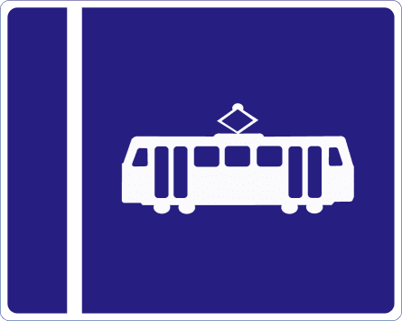 Tram lane on right