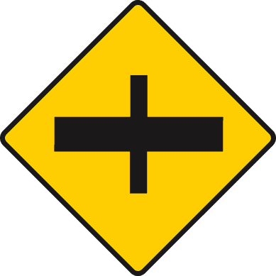 Crossroads with major road ahead