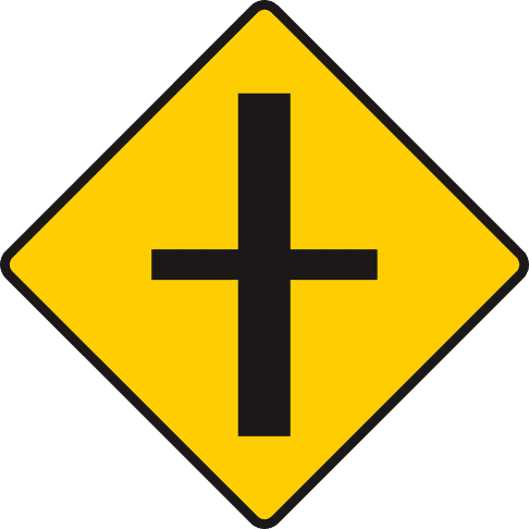 Junction ahead with roads of lesser importance
