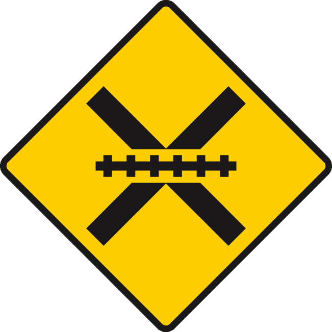 Level crossing ahead unguarded by gates or barriers