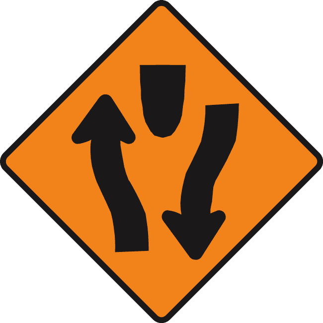 Start of central reserve or obstruction