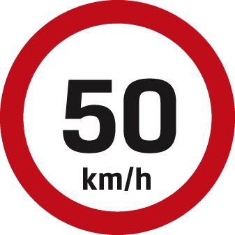 Maximum speed is 50 km/h