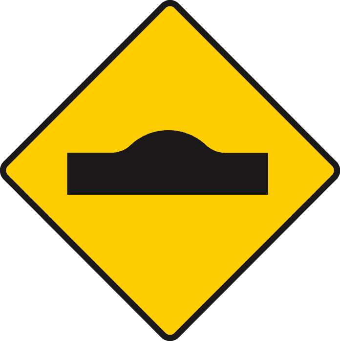 Sharp rise in the road ahead - for example; a humpback bridge