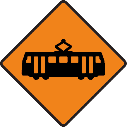 Tramway crossing ahead