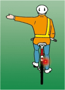 The cyclist intends to turn left