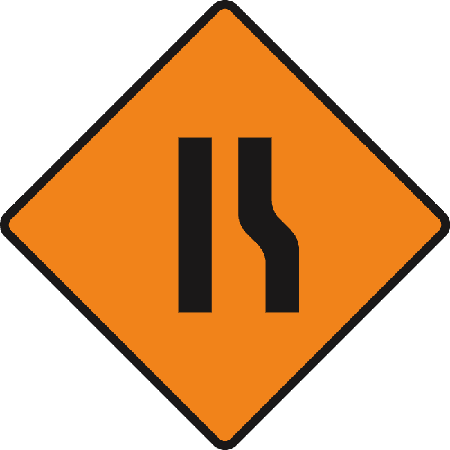 Road narrows from right