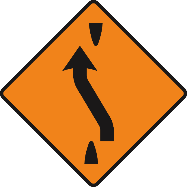 Traffic should cross back to the left-hand lane ahead