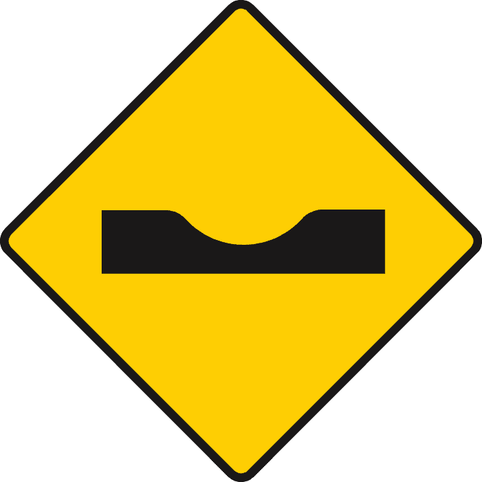 Sharp depression or dip ahead