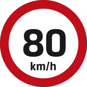 Maximum speed is 80 km/h