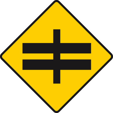 Crossroads with dual carriageway ahead