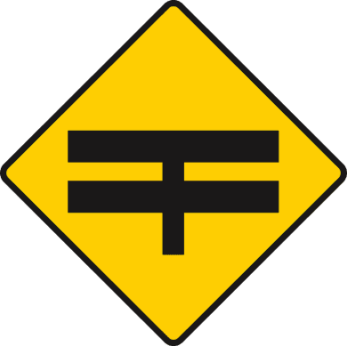 T-junction with dual carriageway ahead
