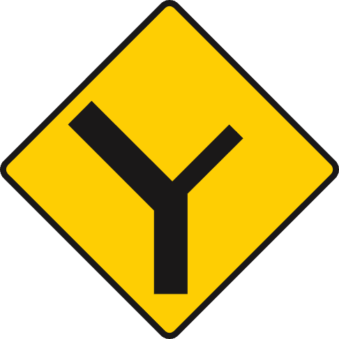 Y-Junction where main road bears to the left